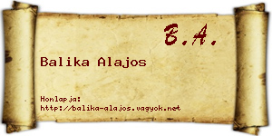 Balika Alajos névjegykártya